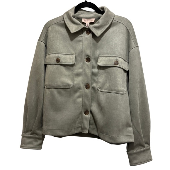 Philosophy Jackets & Blazers - Philosophy Faux Leather Long Sleeve Shirt Jacket Cropped Shacket Women’s Size M